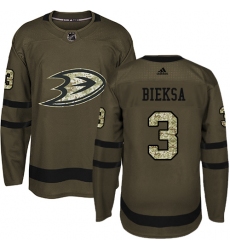 Youth Adidas Anaheim Ducks #3 Kevin Bieksa Premier Green Salute to Service NHL Jersey