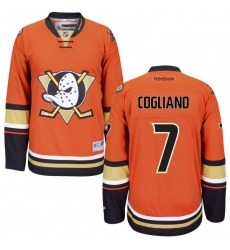 Men's Reebok Anaheim Ducks #7 Andrew Cogliano Premier Orange Third NHL Jersey