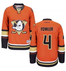 Men's Reebok Anaheim Ducks #4 Cam Fowler Premier Orange Third NHL Jersey