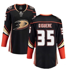 Women's Anaheim Ducks #35 Jean-Sebastien Giguere Fanatics Branded Black Home Breakaway NHL Jersey