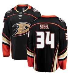 Men's Anaheim Ducks #34 Sam Steel Fanatics Branded Black Home Breakaway NHL Jersey
