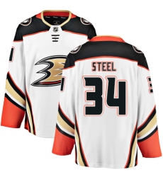Youth Anaheim Ducks #34 Sam Steel Fanatics Branded White Away Breakaway NHL Jersey