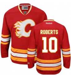 Men's Reebok Calgary Flames #10 Gary Roberts Premier Red Third NHL Jersey