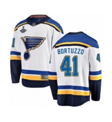Youth St. Louis Blues #41 Robert Bortuzzo Fanatics Branded White Away Breakaway 2019 Stanley Cup Champions Hockey Jersey