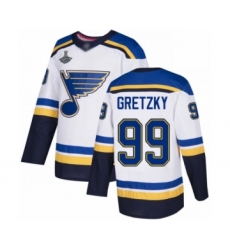 Youth St. Louis Blues #99 Wayne Gretzky Authentic White Away 2019 Stanley Cup Champions Hockey Jersey