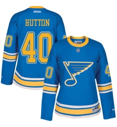 Women's Reebok St. Louis Blues #40 Carter Hutton Premier Blue 2017 Winter Classic NHL Jersey