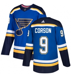 Men's Adidas St. Louis Blues #9 Shayne Corson Premier Royal Blue Home NHL Jersey