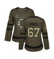 Women's Boston Bruins #67 Jakub Zboril Authentic Green Salute to Service 2019 Stanley Cup Final Bound Hockey Jersey