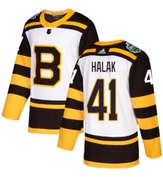 Youth Adidas Boston Bruins #41 Jaroslav Halak Authentic White 2019 Winter Classic NHL Jersey