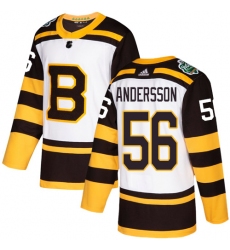 Youth Adidas Boston Bruins #56 Axel Andersson Authentic White 2019 Winter Classic NHL Jersey