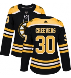 Women's Adidas Boston Bruins #30 Gerry Cheevers Premier Black Home NHL Jersey