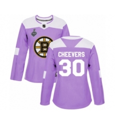Women's Boston Bruins #30 Gerry Cheevers Authentic Purple Fights Cancer Practice 2019 Stanley Cup Final Bound Hockey Jersey