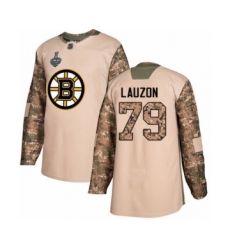 Youth Boston Bruins #79 Jeremy Lauzon Authentic Camo Veterans Day Practice 2019 Stanley Cup Final Bound Hockey Jersey