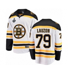 Youth Boston Bruins #79 Jeremy Lauzon Authentic White Away Fanatics Branded Breakaway 2019 Stanley Cup Final Bound Hockey Jersey