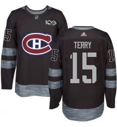 Men's Adidas Montreal Canadiens #15 Chris Terry Premier Black 1917-2017 100th Anniversary NHL Jersey