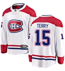 Men's Montreal Canadiens #15 Chris Terry Authentic White Away Fanatics Branded Breakaway NHL Jersey