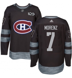 Men's Adidas Montreal Canadiens #7 Howie Morenz Authentic Black 1917-2017 100th Anniversary NHL Jersey
