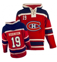 Men's Old Time Hockey Montreal Canadiens #19 Larry Robinson Premier Red Sawyer Hooded Sweatshirt NHL Jersey