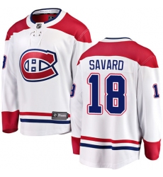 Men's Montreal Canadiens #18 Serge Savard Authentic White Away Fanatics Branded Breakaway NHL Jersey