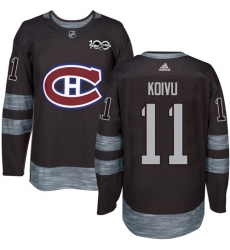 Men's Adidas Montreal Canadiens #11 Saku Koivu Authentic Black 1917-2017 100th Anniversary NHL Jersey