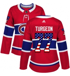 Women's Adidas Montreal Canadiens #77 Pierre Turgeon Authentic Red USA Flag Fashion NHL Jersey