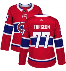 Women's Adidas Montreal Canadiens #77 Pierre Turgeon Premier Red Home NHL Jersey