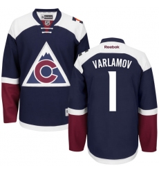 Women's Reebok Colorado Avalanche #1 Semyon Varlamov Premier Blue Third NHL Jersey