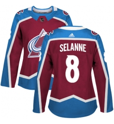 Women's Adidas Colorado Avalanche #8 Teemu Selanne Premier Burgundy Red Home NHL Jersey