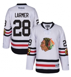 Men's Reebok Chicago Blackhawks #28 Steve Larmer Premier White 2017 Winter Classic NHL Jersey
