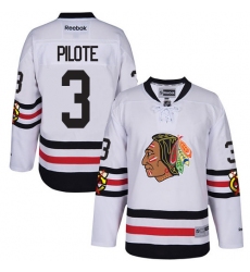 Youth Reebok Chicago Blackhawks #3 Pierre Pilote Premier White 2017 Winter Classic NHL Jersey