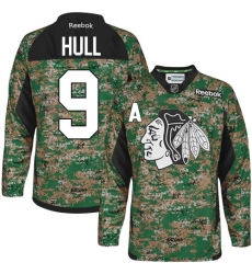 Men's Reebok Chicago Blackhawks #9 Bobby Hull Premier Camo Veterans Day Practice NHL Jersey