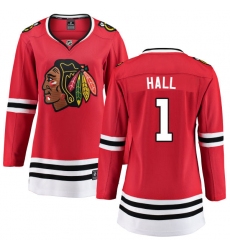 Women's Chicago Blackhawks #1 Glenn Hall Fanatics Branded Red Home Breakaway NHL Jersey