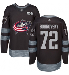 Men's Adidas Columbus Blue Jackets #72 Sergei Bobrovsky Premier Black 1917-2017 100th Anniversary NHL Jersey
