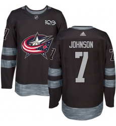 Men's Adidas Columbus Blue Jackets #7 Jack Johnson Premier Black 1917-2017 100th Anniversary NHL Jersey