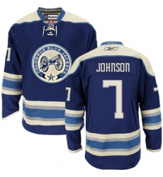 Men's Reebok Columbus Blue Jackets #7 Jack Johnson Premier Navy Blue Third NHL Jersey