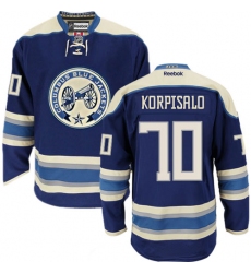 Youth Reebok Columbus Blue Jackets #70 Joonas Korpisalo Premier Navy Blue Third NHL Jersey