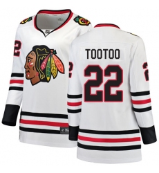 Women's Chicago Blackhawks #22 Jordin Tootoo Authentic White Away Fanatics Branded Breakaway NHL Jersey