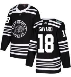 Youth Adidas Chicago Blackhawks #18 Denis Savard Authentic Black 2019 Winter Classic NHL Jersey