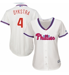 Women's Majestic Philadelphia Phillies #4 Lenny Dykstra Authentic Cream Alternate Cool Base MLB Jersey