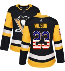 Women's Adidas Pittsburgh Penguins #23 Scott Wilson Authentic Black USA Flag Fashion NHL Jersey