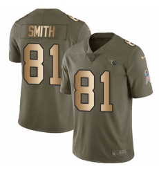 Men's Nike Tennessee Titans #81 Jonnu Smith Limited Olive/Gold 2017 Salute to Service NFL Jersey