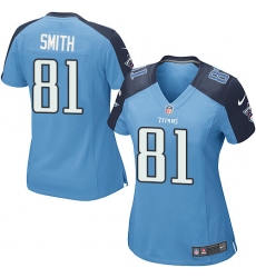 Women's Nike Tennessee Titans #81 Jonnu Smith Game Light Blue Team Color NFL Jersey