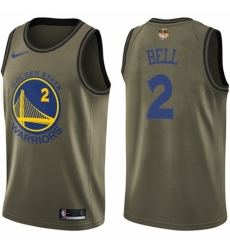 Youth Nike Golden State Warriors #2 Jordan Bell Swingman Green Salute to Service 2018 NBA Finals Bound NBA Jersey