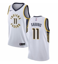 Men's Nike Indiana Pacers #11 Domantas Sabonis Authentic White NBA Jersey - Association Edition