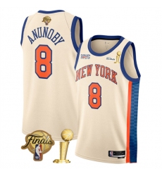 New Yok Knicks #8 OG Anunoby Cream 2026 Finals And Finals Champions City Edition Stitched Basketball Jersey
