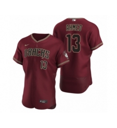 Men's Arizona Diamondbacks #13 Nick Ahmed Nike Crimson Authentic 2020 Alternate Jersey
