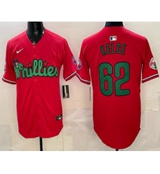 Men's Philadelphia Phillies #62 Jason Kelce Red Limited Stitched Jersey