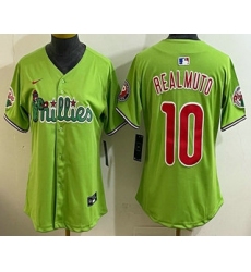 Women's Philadelphia Phillies #10 JT Realmuto Light Green Fashion Cool Base Jersey