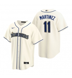 Men's Nike Seattle Mariners #11 Edgar Martinez Cream Alternate Stitched Baseball Jersey