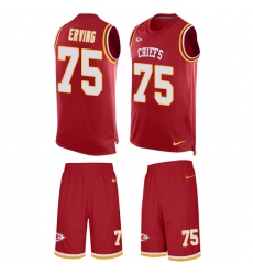 Men's Nike Kansas City Chiefs #75 Cameron Erving Limited Red Tank Top Suit NFL Jersey